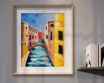 Printable Venice Cityscape Acrylic Pallete Knife Painting