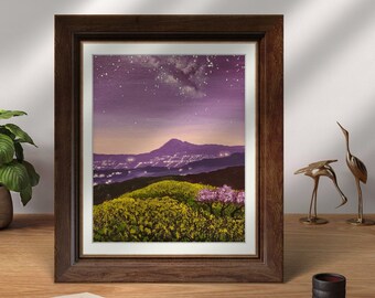 Printable Violet Galaxy Green Field Wall Art