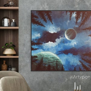 Large Galaxy Original Painting, Acrylic Painting, Wall Art Canvas, Night Sky Painting, Space Art, handmade painting, image 1