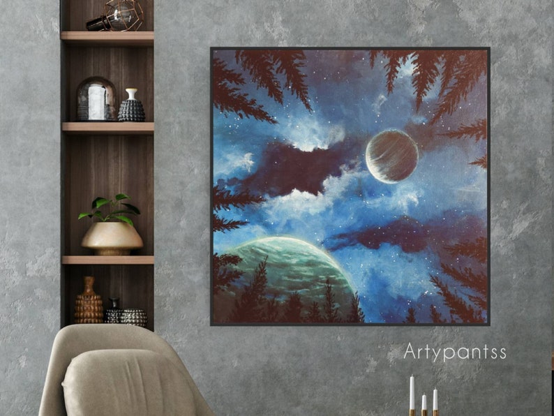 Large Galaxy Original Painting, Acrylic Painting, Wall Art Canvas, Night Sky Painting, Space Art, handmade painting, image 1