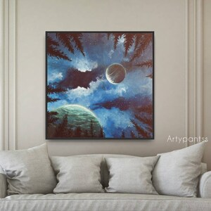 Large Galaxy Original Painting, Acrylic Painting, Wall Art Canvas, Night Sky Painting, Space Art, handmade painting, image 2