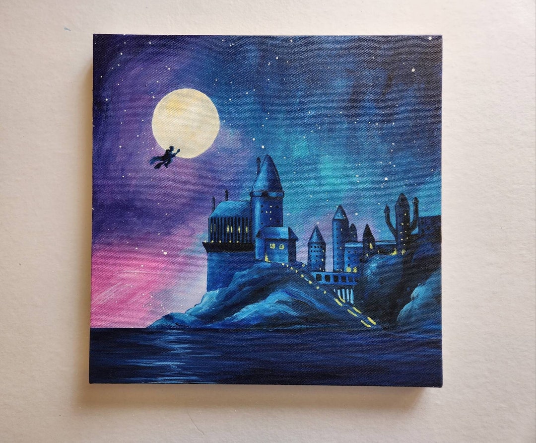 Harry Potter Original Painting Hogwarts Castle Acrylic - Etsy