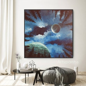 Large Galaxy Original Painting, Acrylic Painting, Wall Art Canvas, Night Sky Painting, Space Art, handmade painting, image 4