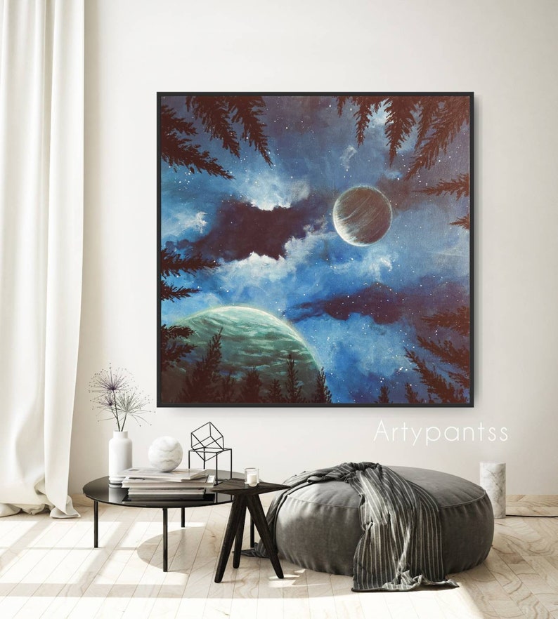 Large Galaxy Original Painting, Acrylic Painting, Wall Art Canvas, Night Sky Painting, Space Art, handmade painting, image 4