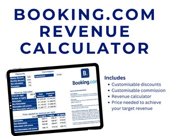 Booking.com Revenue Calculator | Customisable Discounts | Customisable Fees | Work out your nightly rate | Pricing Calculator | Googlesheets