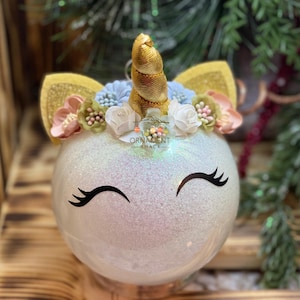 Unicorn Ornaments - White with Gold | Personalized Christmas Ornament