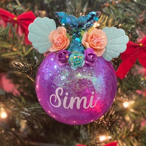 Mermaid Ornament - Lila/Türkis | Personalisierte Weihnachtsverzierung