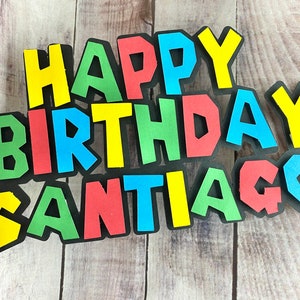 Mario Theme 3D cake topper | Personalized cake sign