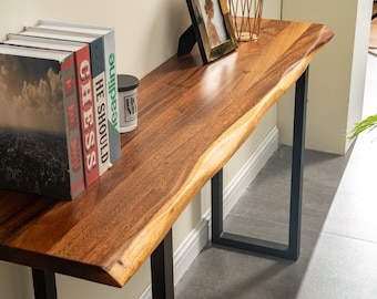 Console Table - Live Edge Sofa Table, U Shaped Legs, Tropical Hardwood, Modern, Live Edge Table, Sofa Table, Wood Sofa Table, Entryway Table