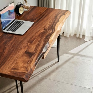 Desk - Hairpin Legs, Live Edge Desk, Wood Desk, Tropical Hardwood, Desk with Storage, Office Desk, Modern Desk, Computer Desk, Modern