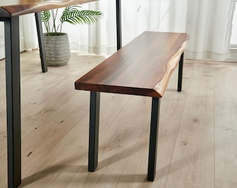 Entryway Bench - Live Edge Bench, Wood Bench, South American Walnut, Modern Bench, Foyer Bench with U Shaped Legs