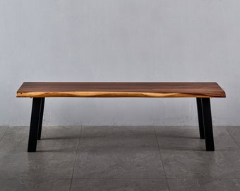 Entryway Bench - Live Edge Bench, Wood Bench, South American Walnut, Modern Bench, Foyer Bench with U Shaped Legs