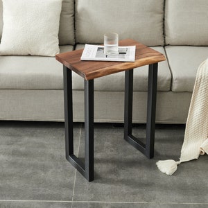 End Table Tropical Hardwood, End Table, Side Table, Modern End Table, Solid Wood End Table with U Shaped Legs image 4