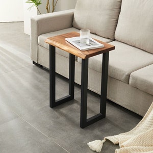 End Table Tropical Hardwood, End Table, Side Table, Modern End Table, Solid Wood End Table with U Shaped Legs image 2