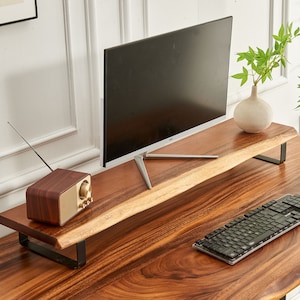 Monitor Stand Monitor Riser, Wood Monitor Stand, Solid Wood Stand, Desk Shelf, Laptop Stand, Speaker Stand, Desk Accessories, Wooden Stand image 1