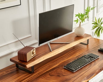 Monitor Stand - Monitor Riser, Wood Monitor Stand, Solid Wood Stand, Desk Shelf, Laptop Stand, Speaker Stand, Desk Accessories, Wooden Stand