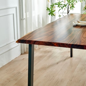 Dining Table Live Edge Dining Table, Walnut Table, Tropical Hardwood, Modern Table, Wood Table, Large Kitchen Table with Steel Legs. image 5