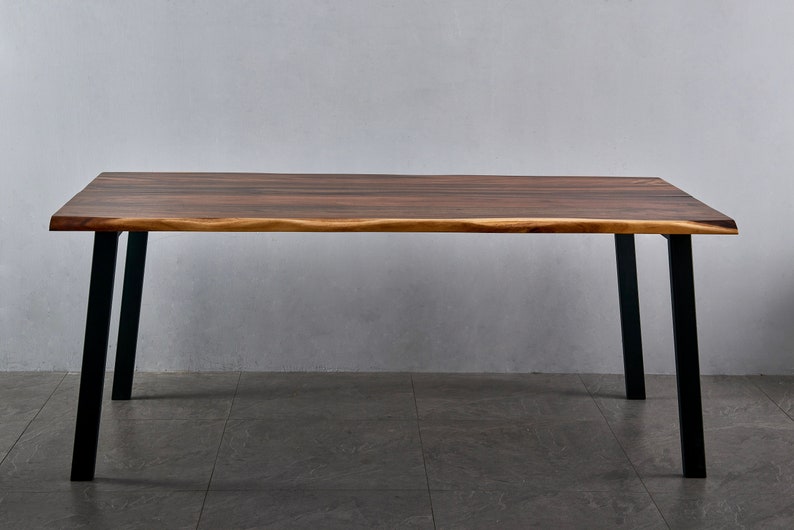 Dining Table Live Edge Dining Table, Walnut Table, Tropical Hardwood, Modern Table, Wood Table, Large Kitchen Table with Steel Legs. image 7