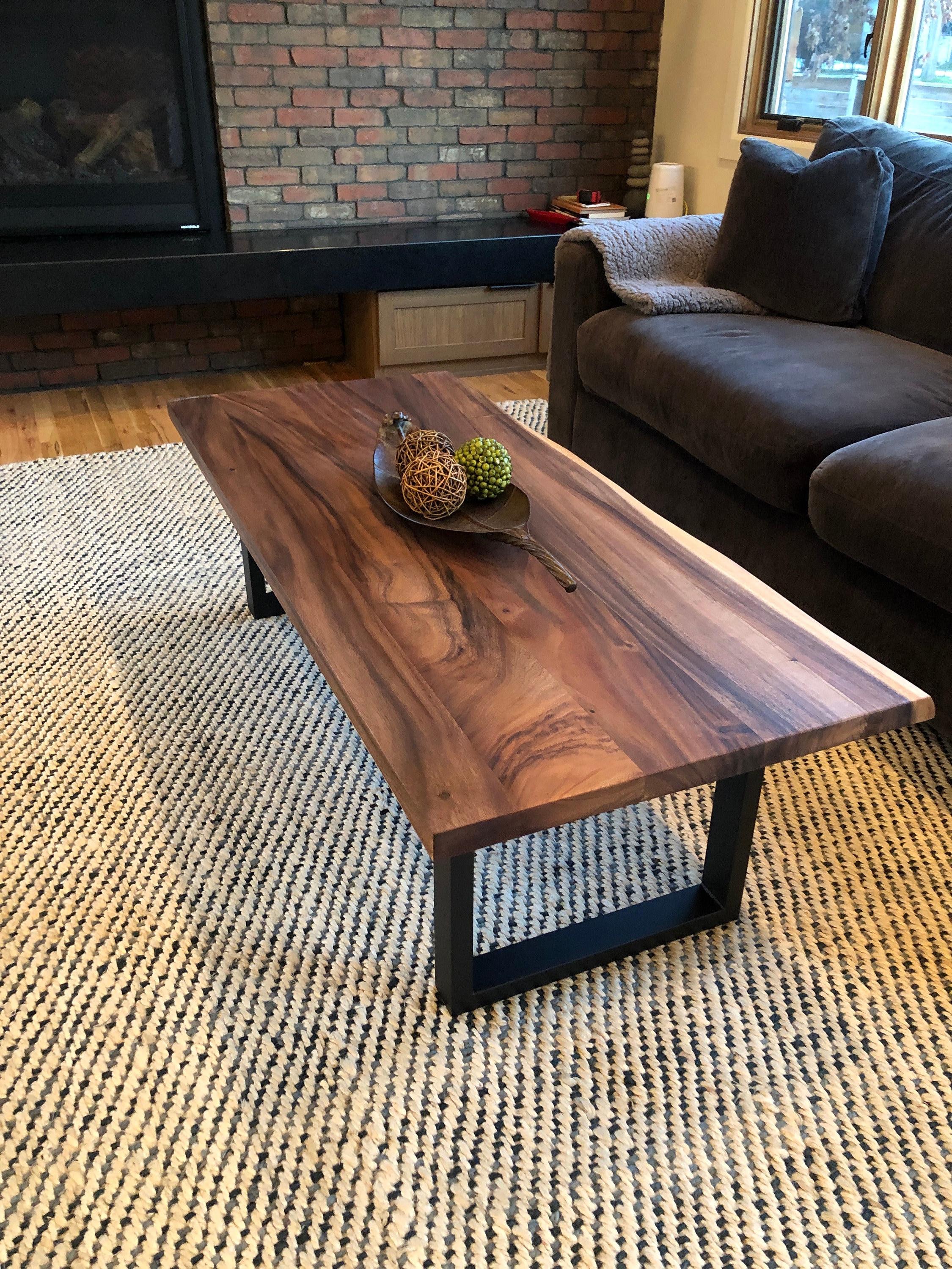 Coffee Table Tropical Hardwood, Live Edge Coffee Table, Wood Coffee Table,  Walnut Coffee Table, Modern Coffee Table With U Shaped Legs 