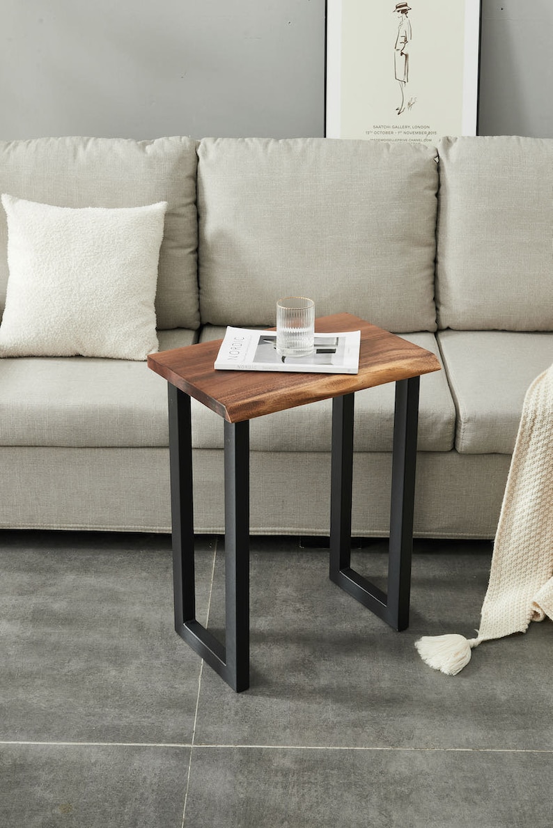 End Table Tropical Hardwood, End Table, Side Table, Modern End Table, Solid Wood End Table with U Shaped Legs image 6