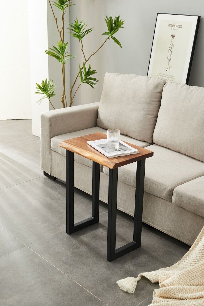 End Table Tropical Hardwood, End Table, Side Table, Modern End Table, Solid Wood End Table with U Shaped Legs image 2