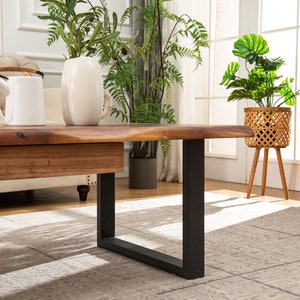 Coffee Table Tropical Hardwood, Live Edge Coffee Table, Wood Coffee Table, Walnut Coffee Table, Modern Coffee Table with Storage image 5