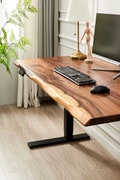 Desk - Black Frame, Standing Desk, Desk, South American Walnut, Stand-Up Desk, Live Edge Desk, Adjustable Standing Desk, Desk with Storage