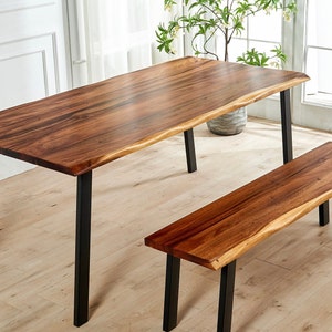 Dining Table Live Edge Dining Table, Walnut Table, Tropical Hardwood, Modern Table, Wood Table, Large Kitchen Table with Steel Legs. image 2