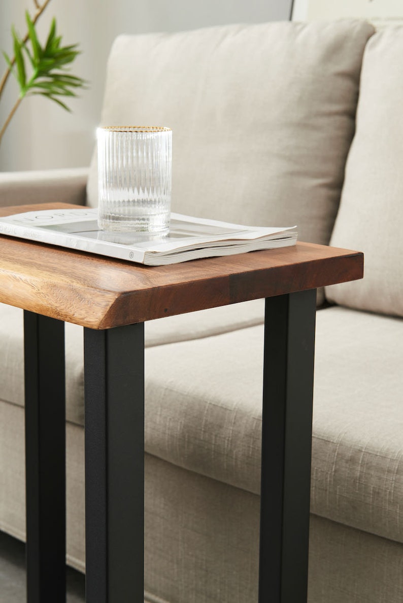 End Table Tropical Hardwood, End Table, Side Table, Modern End Table, Solid Wood End Table with U Shaped Legs image 3