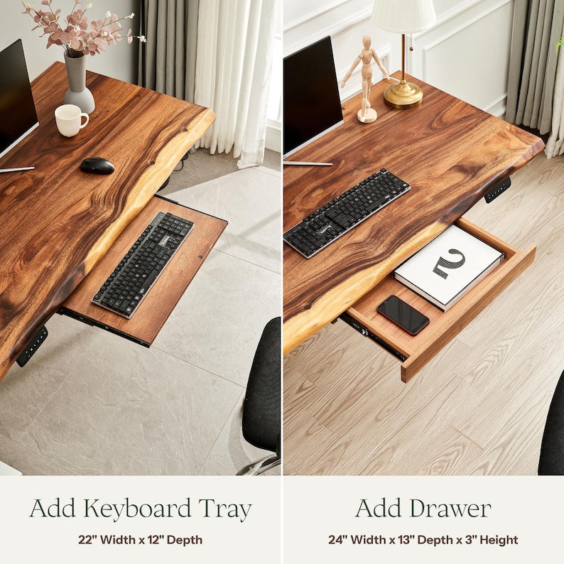 Live Edge Walnut Desk: Modern U-Shaped Legs, Handcrafted Metal Base imagem 6