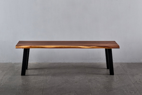 Live Edge Walnut Entryway Bench: Modern Foyer Bench