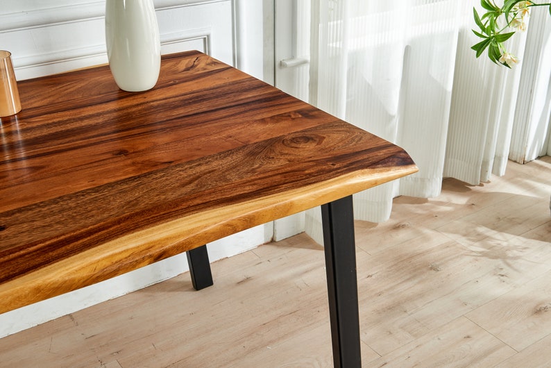 Dining Table Live Edge Dining Table, Walnut Table, Tropical Hardwood, Modern Table, Wood Table, Large Kitchen Table with Steel Legs. image 3