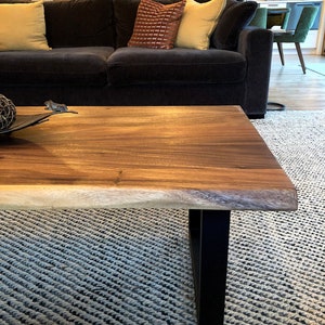 Coffee Table Tropical Hardwood, Live Edge Coffee Table, Wood Coffee Table, Walnut Coffee Table, Modern Coffee Table with U Shaped Legs image 3