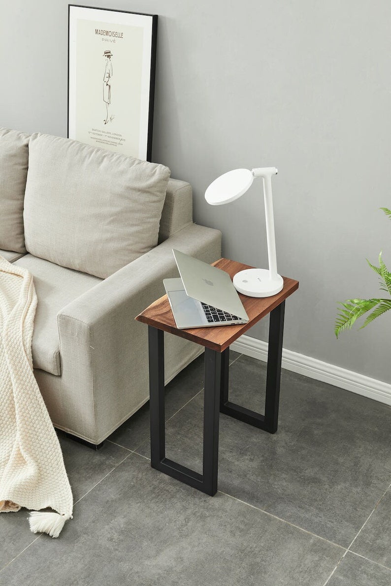 End Table Tropical Hardwood, End Table, Side Table, Modern End Table, Solid Wood End Table with U Shaped Legs image 6