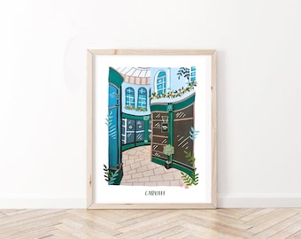 Cardiff city print / Cardiff / Cardiff arcades / City print / location / wall art / home decor / print