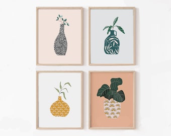 House plant print set / plant illustration / plant pot / floral print / botanical design / house plant / wall art / botanical art / set