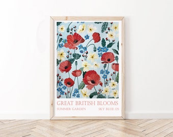 British flowers print / floral wall art / wall print / wildflowers / wildflower meadow / wall hanging / floral painting / floral artwork