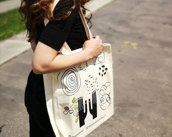 ATO cotton bag / shopping bag / handbag / natural with ATO graphics / 100% organic cotton