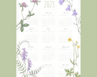 Wildflowers Yearly Calendar 2023