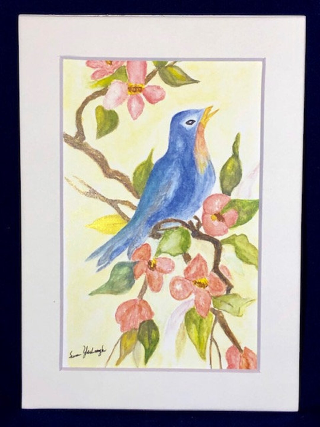 Bluebird Watercolor Print: Spring Dogwood Painting - Etsy