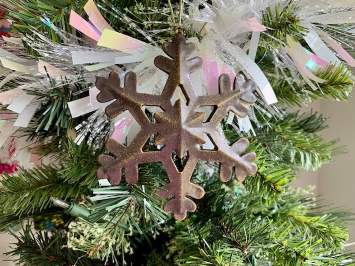 Metal Christmas Ornaments Bronze Ornaments Snowflake Corazón Esperanza Ornamentos Ornamentos