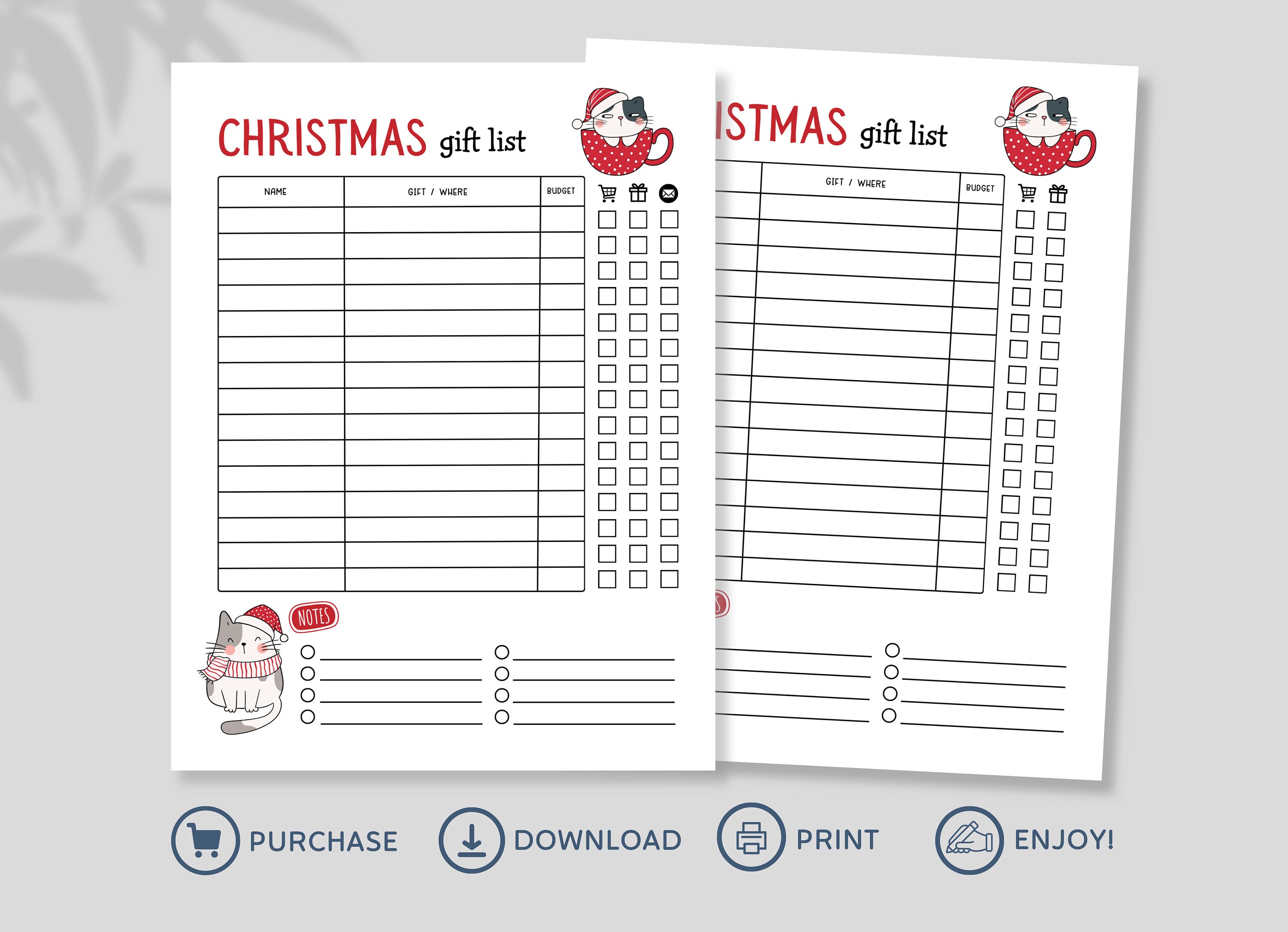 Christmas Gift Tracker Printable Instant Download Gift - Etsy