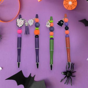 Hand Beaded Ghost Halloween Ballpoint Pen/Retractable Pen