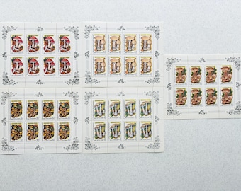 USSR 1986 Mushrooms Stamp Sheets MNH Complete Set of 5 Sheets Soviet Fungi Nature Stamps
