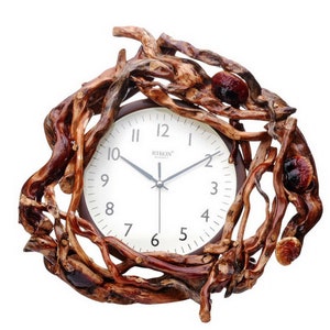 Wooden Clock, Natural Wood, 42 cm, Wall Clock in the wild tree, Handmade from ecological wood. Interior gift! Author's design. Wall Decor!