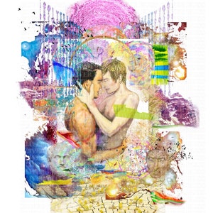 Limit Edition Print A Holiday Romance Artists Print Mounted A4 Image Ideal Gift Wall Art LGBT Gay Men image 2