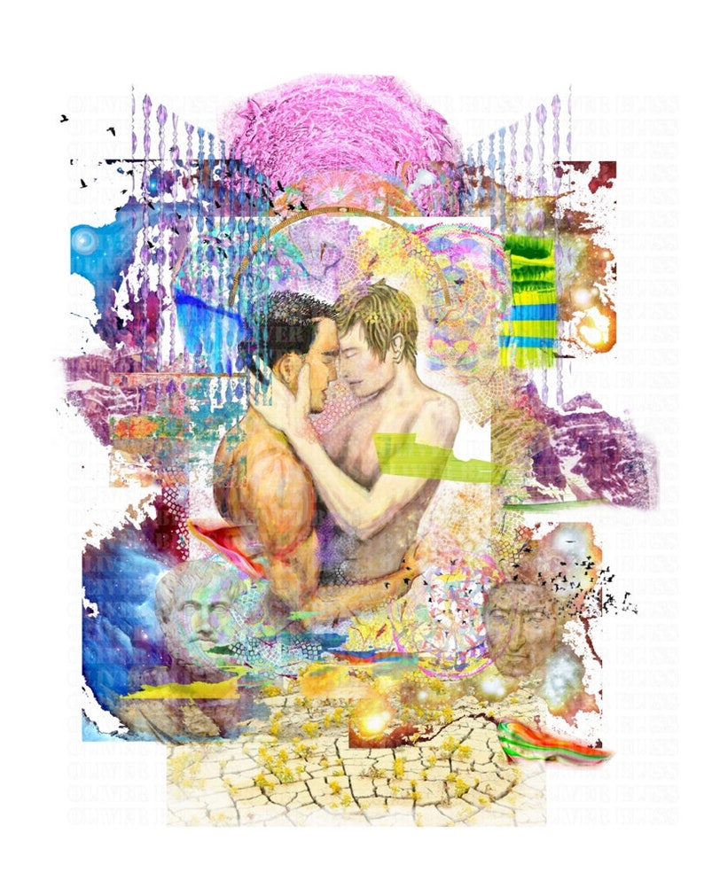 Limit Edition Print A Holiday Romance Artists Print Mounted A4 Image Ideal Gift Wall Art LGBT Gay Men image 2