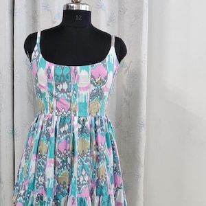 Vestido de verano de algodón suave con estampado floral a mano, vestido midi, vestidos para mujer, vestido bohemio vintage, regalo único para tus seres queridos.