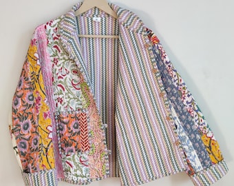 Patchwork Quilted Jacken Baumwolle Floral Boho Style Herbst Winter Jacke Mantel, Beliebte Streetwear Boho Gesteppte Wendejacke für Frauen