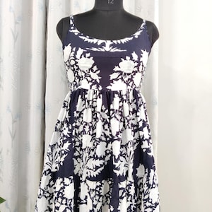 Vestido veraniego midi vintage azul marino con estampado floral: vestido informal de verano sin mangas para mujer, ideal para las fiestas, ¡elegante y cómodo! El mejor regalo para ella.